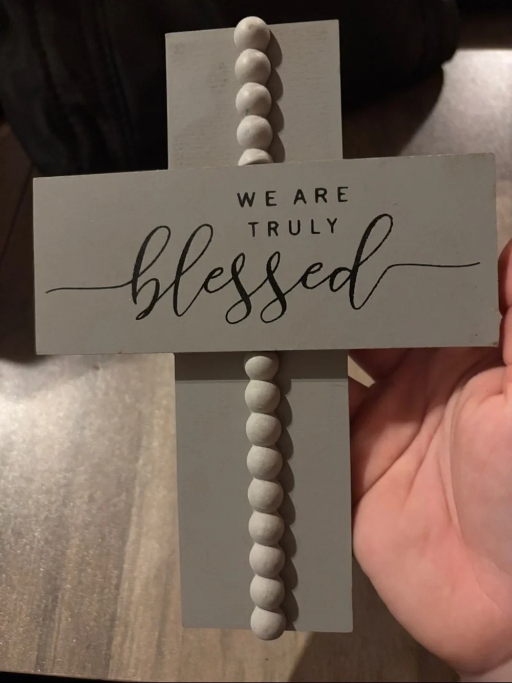 We Are Truly Blessed White Wood Cross Wall Decor